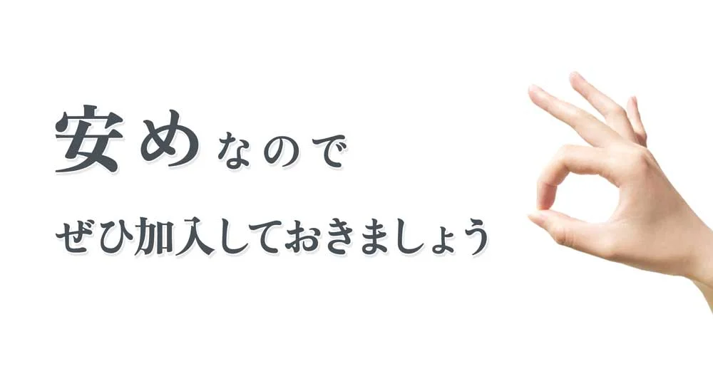 安めなのでぜひ加入しておきましょう